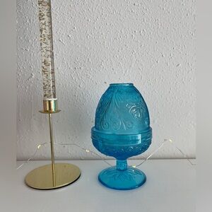 Blue Indiana Glass tiara fairy lamp